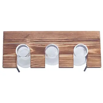 

New Fashionable Transparent Glass Vase with Wooden & Iron Stand for Water Planting Decoration Gift(three vases)