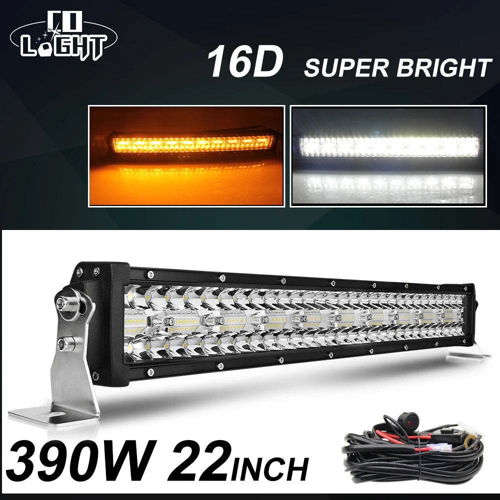 

CO LIGHT 22" 390W Strobe Led Bar 3-Row 6500K 3500K Spot Flood Combo Offroad Led Light Bar for Jeep 4x4 SUV Boat Fog Lamp 12V 24V