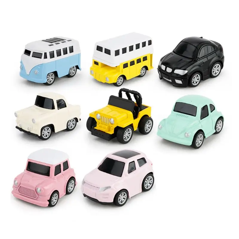 8 Pcs Children Toy Kids Boy Macarons Mini Car Model Parking Lot Cute Q-type Cars
