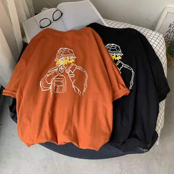 

2020 Summer New Harajuku European And American Style Loose Ins Trend Cartoon Printing Hip Hop Casual T-shirt Cotton S-3XL