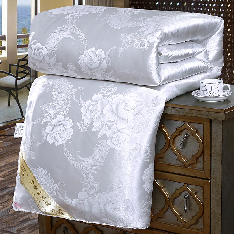 Promotion White Jacquard Natural/Mulberry Luxury Silk Spring Autumn Winter Quilt Comforter Blanket Single Double Queen King #/ | Дом и сад