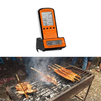 

Wireless Food Temperature Meter Lcd Display Dual Probe 8 Modes for Grill Oven M22 20 Dropship