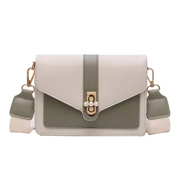 

Contrast color Leather Crossbody Bags For Women 2019 Travel Handbag Fashion Simple Shoulder Messenger Bag Ladies Cross Body Bag