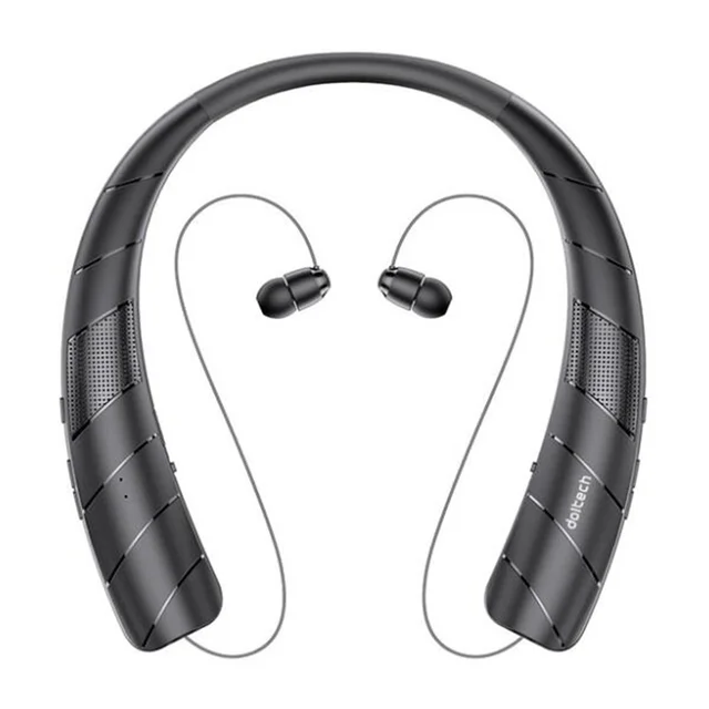 Neckand Earphones Bluetooth Speaker Smart Column Surround Stereo Wireless Music Box Soundbar Portable Waterproof Long Working black