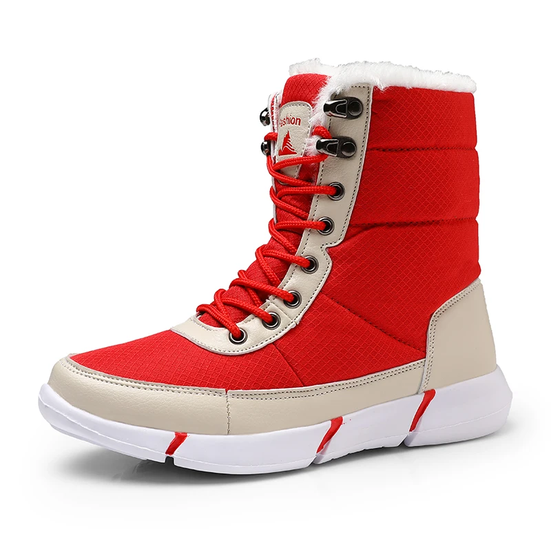 Для женщин сапоги Теплые зимние ботинки Женские ботильоны из искусственной замши для Женская зимняя обувь, женские сапоги на меху, Для женщин - Цвет: Red