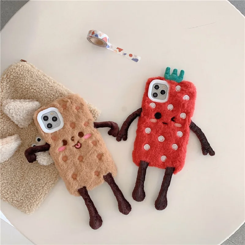 

Cartoon Fur cases For iPhone 11 case XS X XR Pro Max 8 Plus Cute three-dimensional Soft Plush Phone Cover For iphone 7 xr coque