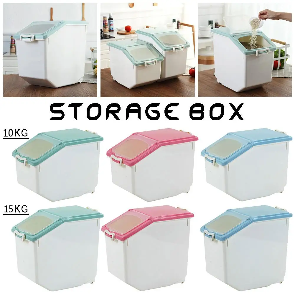 

Plastic Sealed Moisture-proof Storage Box Kitchen Grain Rice Container Large Size Plastic Household Grain Containers Flip cover