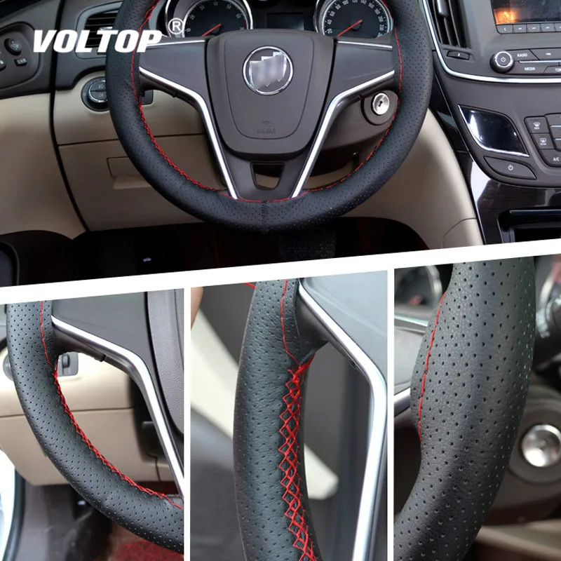 

Manual Handmade Car Steering Wheel Cover Top Layer Leather Steering Cover Cowhide DIY Auto Interior Accessories 38cm