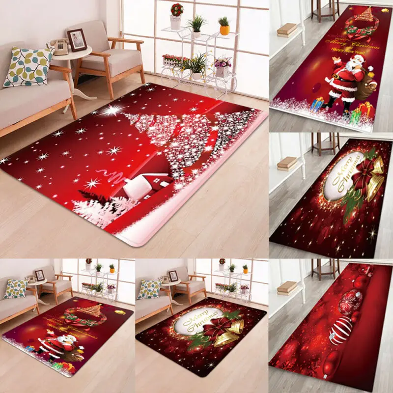 

2019 Fashion Brand New Hot Sales Christmas Santa Claus Anti-slip Kitchen Room Floor Mat Decor Carpet Rug