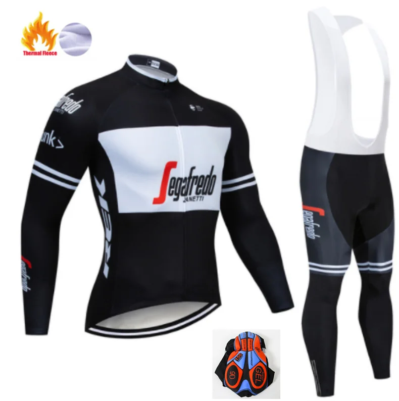 Черно-белый трекинговый велосипед с длинными рукавами, одежда из теплого флиса, Ropa Roupa Invierno, одежда для MTB велосипеда, зимняя одежда для велоспорта - Цвет: Winter Cycling set