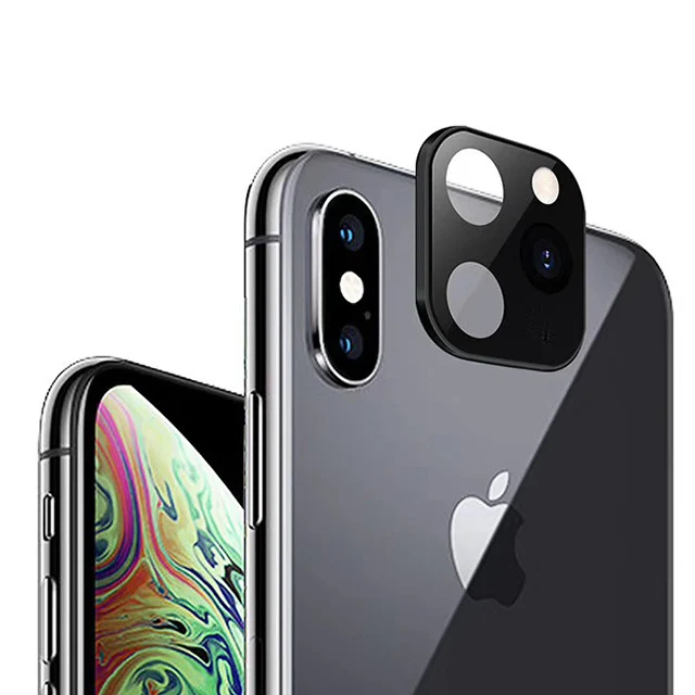 Поддельная камера для iPhone X, для iPhone 11 Pro, сменный объектив, Защита экрана для iPhone XS Max, для iPhone 11 Pro Max, чехол, наклейка, стекло - Цвет: Черный