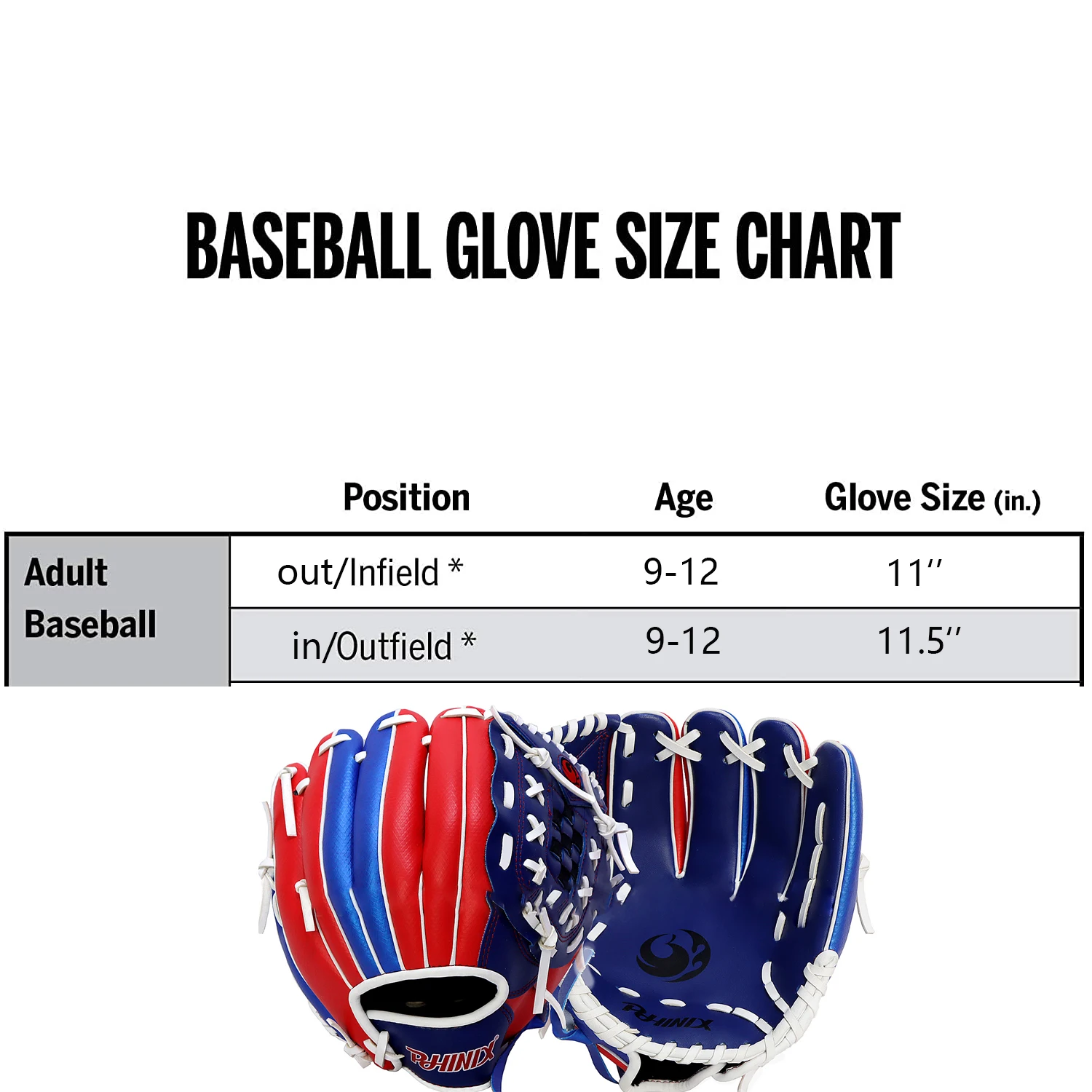Outdoor infield Baseball Glove Rugby Softball Practice Equipment Size 11/11.5/ Left Hand For Kids Adults Man Woman Training