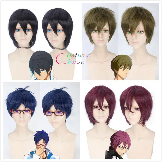 

Anime Free Iwatobi Swim Club Cosplay Haruka Nanase Hazuki Nagisa Rin Matsuoka Costume Wig Party Hair Cosplay Wigs + Free Wig Cap