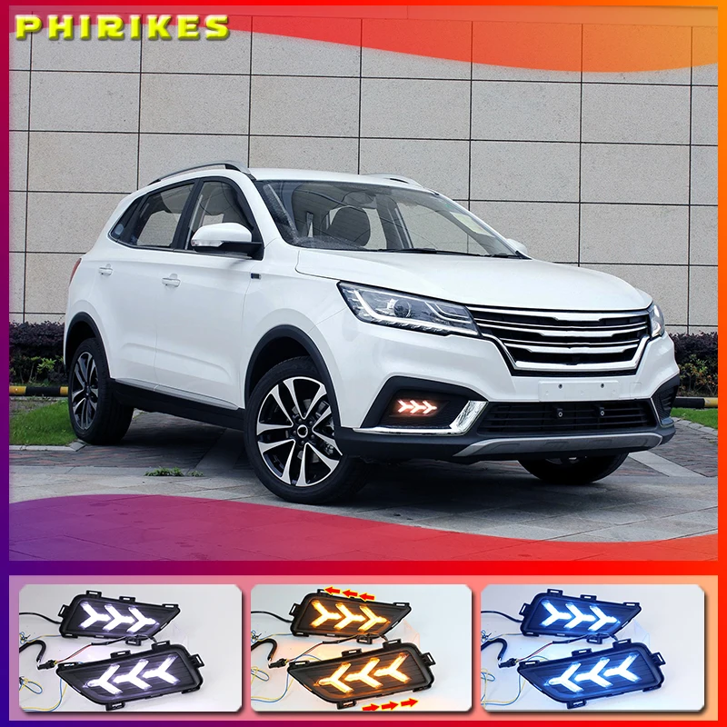 

LED DRL Fog lamp driving lights with Yellow Turn Signal Function For Roewe RX3 2018 Daytime running lights