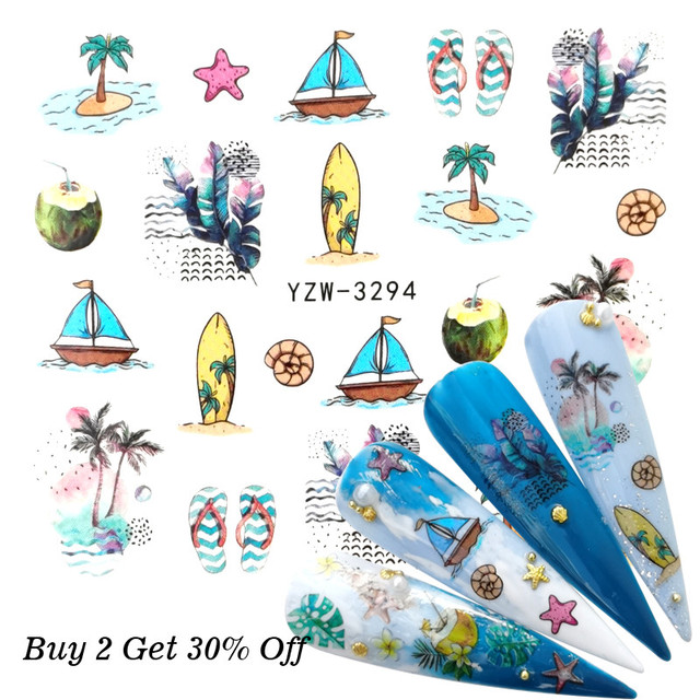 New Jewelry Nail Sticker Black Vintage Boho Style Decals Manicure Water Transfer Slider Foil Slider Decorations