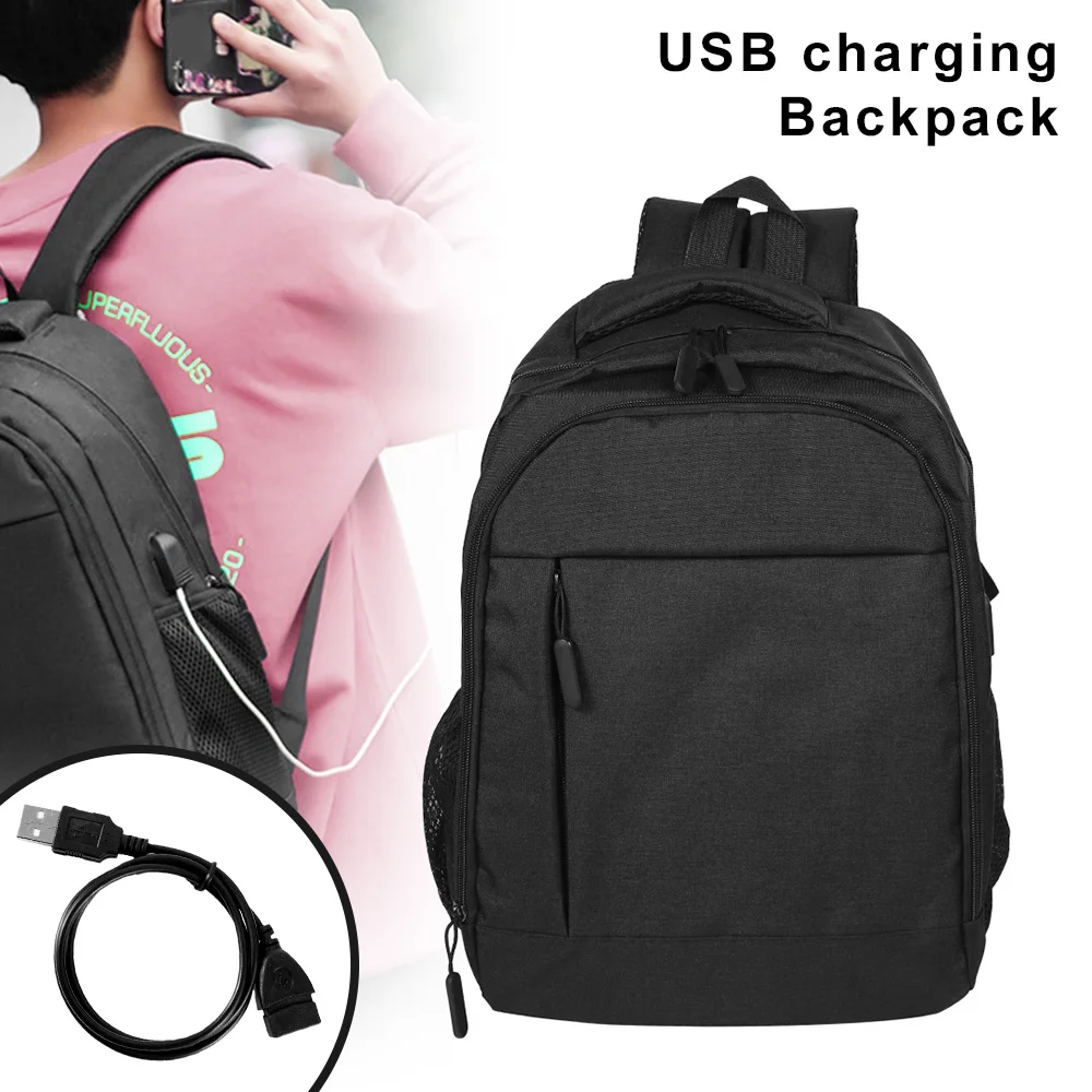 

USB Charger Laptop Backpack Oxford Resistant Sports Bag School Anti-Theft Rucksack Clutch Travel Bags Organizer for Women Mens