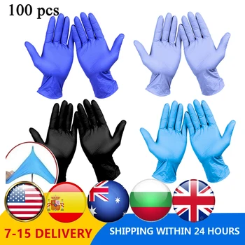 

100PCS Wear Resistance Nitrile Disposable Gloves Food Testing Household Cleaning Washing Gloves Anti-Static Gloves