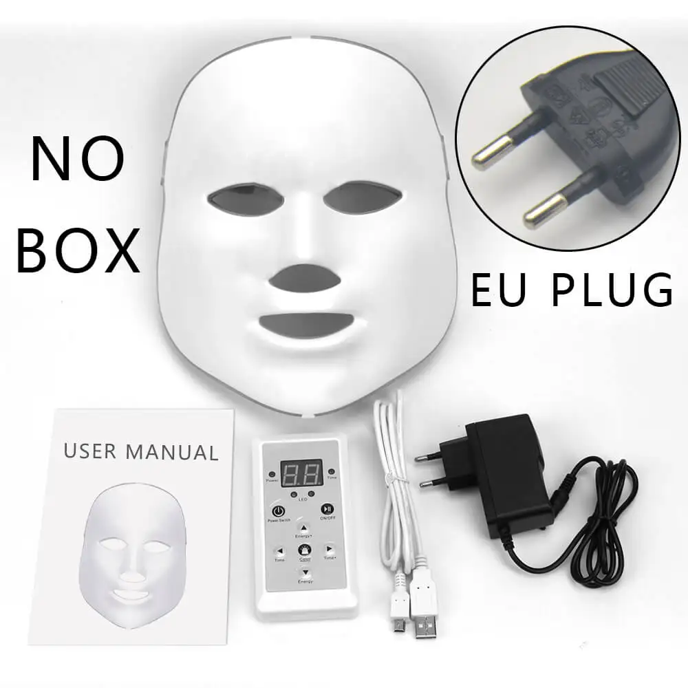 Антивозрастной светодиодный светильник маска для лица микротоковая цветная фотонная Маска Для Кожи Шеи спа Лечение Красота подтягивающее устройство морщин Акне терапия - Цвет: Standand EU No Box