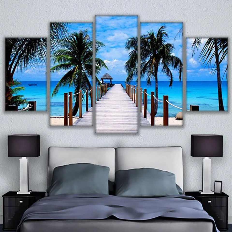 HD-Print-High-Quality-Canvas-Painting-Home-Decorative-Framework-Modular-Picture-5-Panel-Bali-Elephant-Park (1)