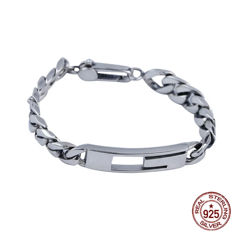 Браслет из стерлингового серебра S925 пробы, ювелирные изделия, простые ювелирные изделия в стиле ретро, модные буквы, простой стиль, подарок на день Святого Валентина