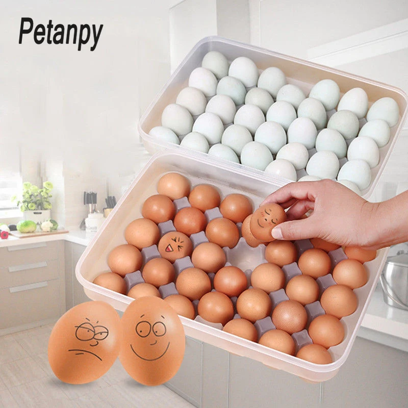 Clear 34 Grid Single-Layer Egg Box Basket Organizer Plastic Food Container Storage Home Kitchen Case | Дом и сад