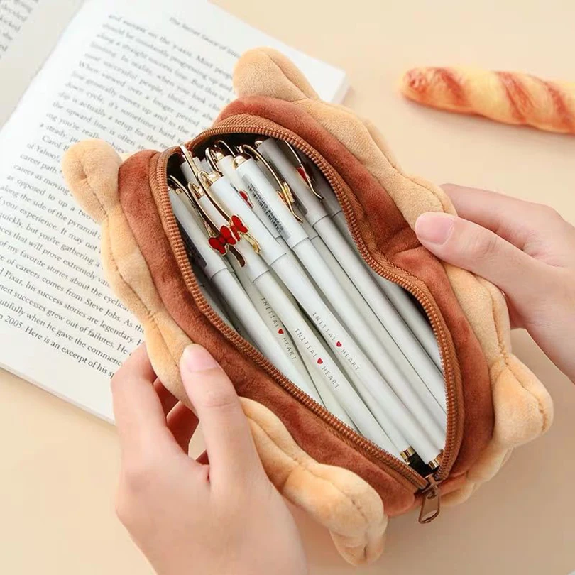 Biscuit Pencil Case Kawaii Pencil Bags Stationery Trousse Scolaire Large Capacity Plush Korean Pen Case Cute School