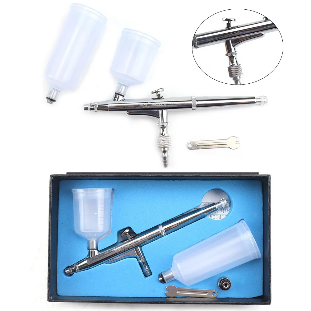 Dual Action Airbrush Kit Gravity Air Brush Gun with 0.3/0.5mm Nozzle  Cleaning Brush Accessories for Nails Cake Model Painting - AliExpress