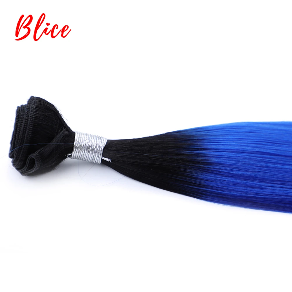 Blice Synthetic Straight 18-24 Inch Weaving Ombre Colored Weft 1PCS/Lot Hair Extensions Bundles For Women