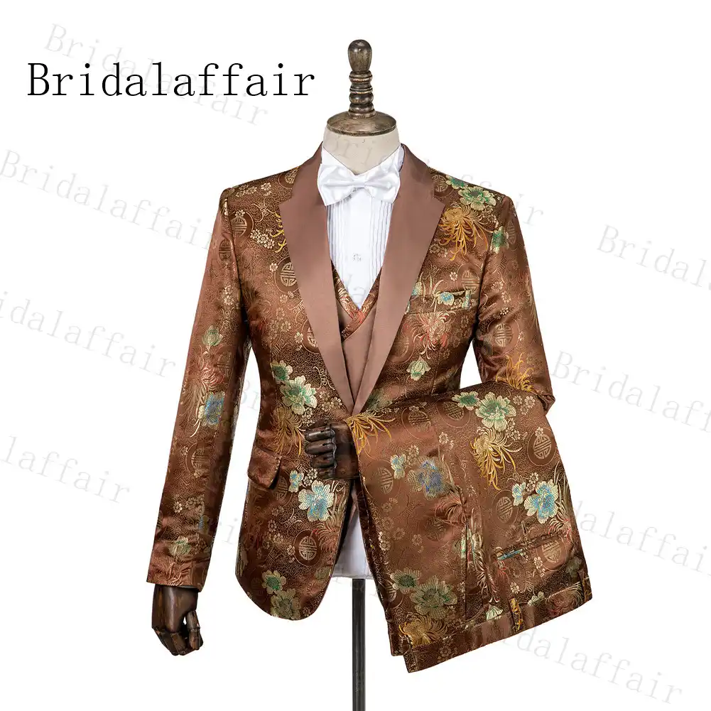 Bridalaffair イタリアファッションブルー剣花 Jacqaurd ジェンスーツ高品質のウェディング新郎タキシードフォーマルなパーティースーツ Aliexpress