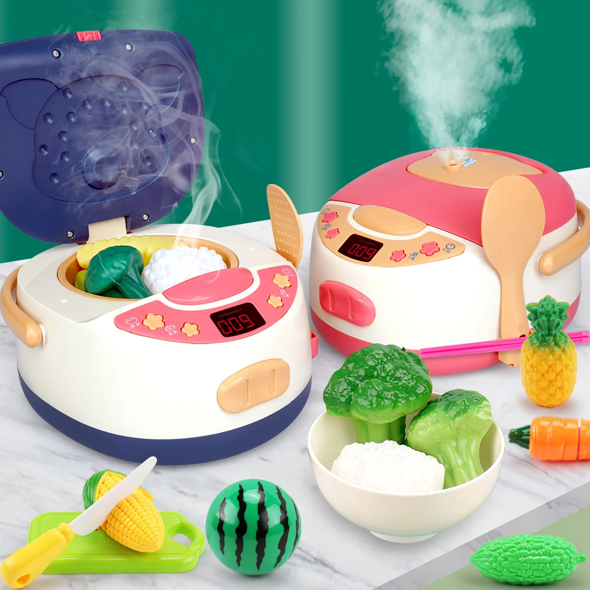 Supermarket baby multi-function toy girl steam simulation rice cooker children's kitchen cooking family rice cooker J03