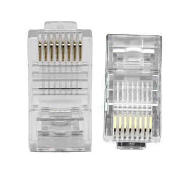 

100PCS Cat6 Cat6e RJ45 Ethernet Cables Module Plug Network Connector RJ-45 Crystal Heads Gold Plated Network Cable