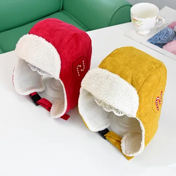 

Children's warm hat autumn and winter new boy and girl baby deerskin wind snow Lei Feng hat small children thickening plush cap