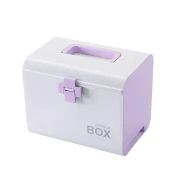 

Plastic Medicine Storage Box Blue Household Medicine Box with Divided Compartment Multi Layer First Aid Kit Large Capacity Home