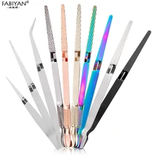 Маникюрный Инструмент для придания формы Пинцет из нержавеющей стали многофункциональный зажим для маникюра Кончиков Ногтей Инструмент УФ-гель акриловый C кривой щипцы для сбора Стразы