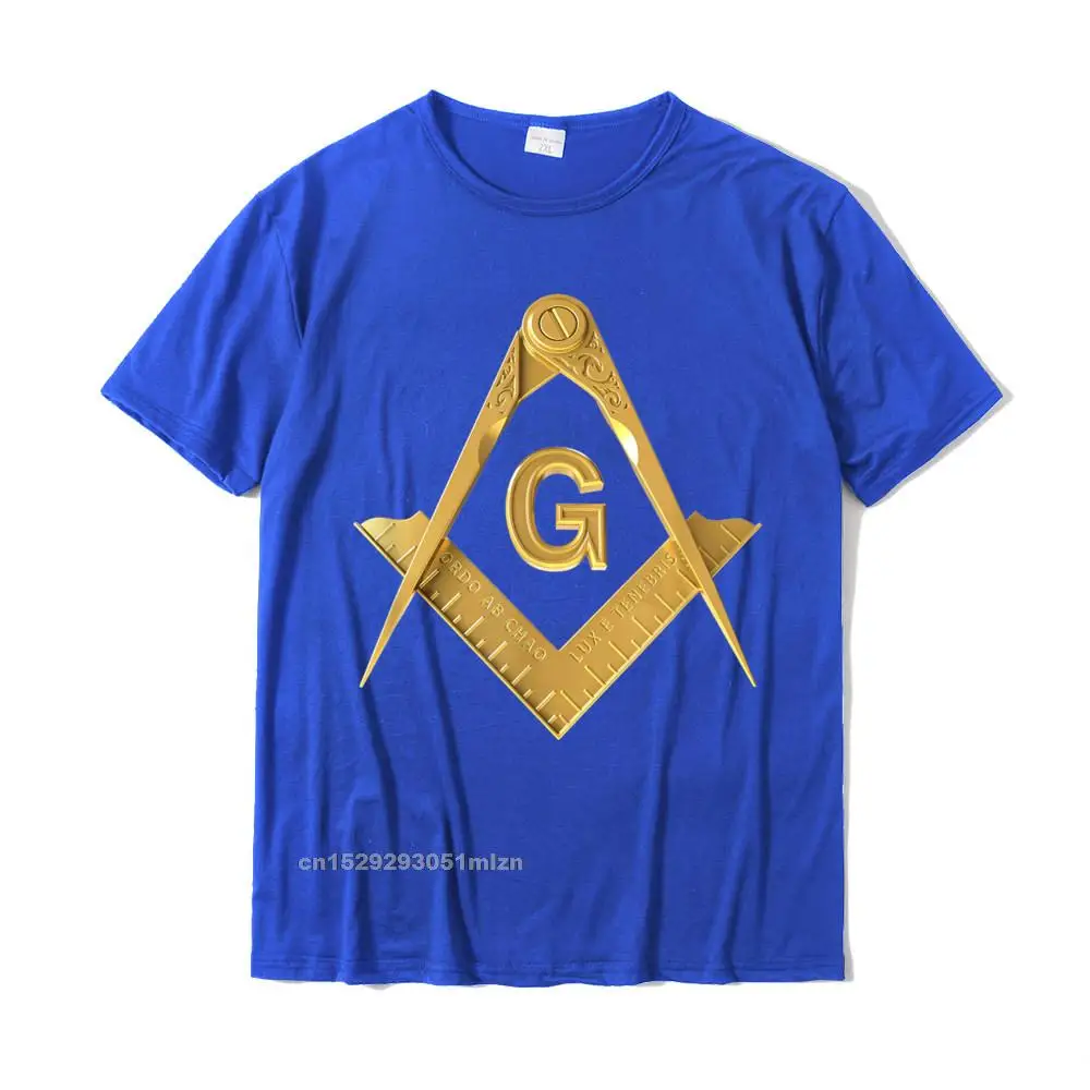 Tops Shirt Printed Lovers Day Funny Printing Short Sleeve 100% Cotton O Neck Men Tshirts Printing Tops Shirts Top Quality Masonic Square Compass Freemason Lodge Emblem T-Shirt__3165 blue