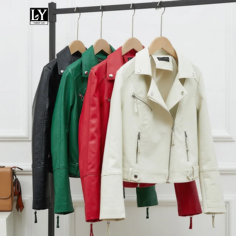 Ly Varey Lin Женская Осенняя искусственная мягкая кожаная Pu байкерская куртка из