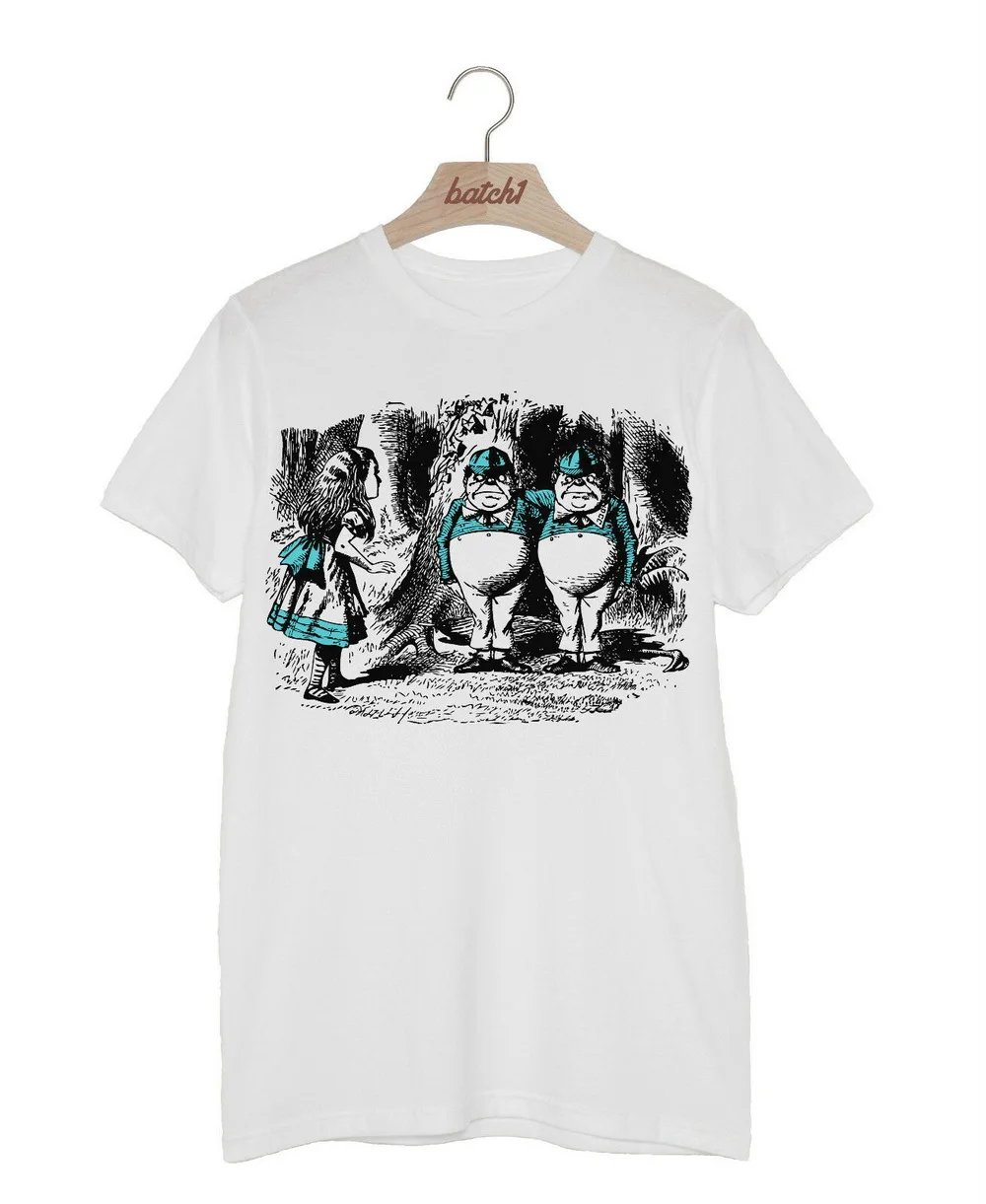 BATCH1 ALICE IN WONDERLAND LOOKING GLASS TWEEDLEDEE TWEEDLEDUM топы унисекс футболка Повседневная для