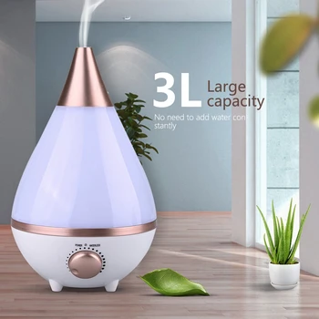 

3L Room Electric Ultrasonic Diffuser Essential Oil Aroma Humidifier USB Mini Mist Maker Bedroom Colorful LED Night Light EU Plug