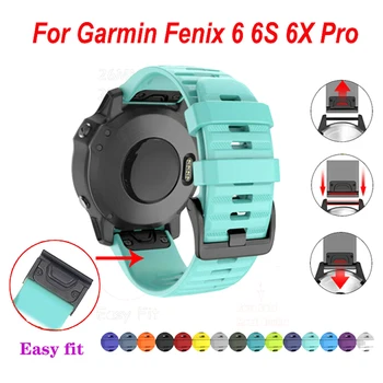 

QuickFit 20 22 26mm Watchband For Garmin Fenix 6 6X Pro / 5 5X Plus 3 3HR Release Silicone Easyfit Silicagel Soft Band Strap