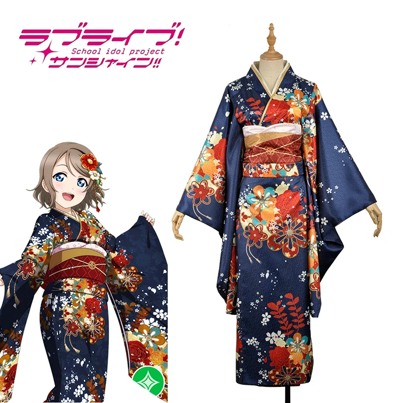 Новинка 2021 косплей LoveLive Ватанабе новогоднее кимоно Taisho женский костюм набор на