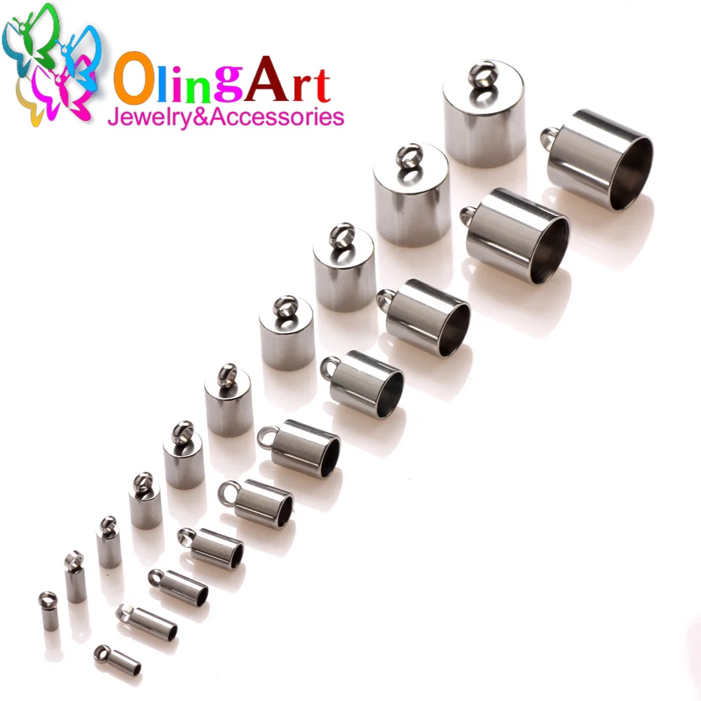 

High quality Multiple Choices Stainless Steel End Tip Caps Leather Cord Necklace Bracelet Tassel Connectors DIY Jewelry Making