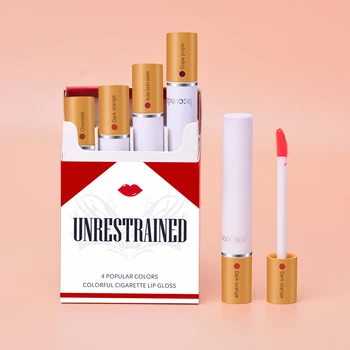 

HOT 4 Pcs/Set Sexy Cigarette Lipstick Matte Waterproof Pigment Lipgloss Non-Stick Cup Lips Tint Cosmetic Makeup TSLM1