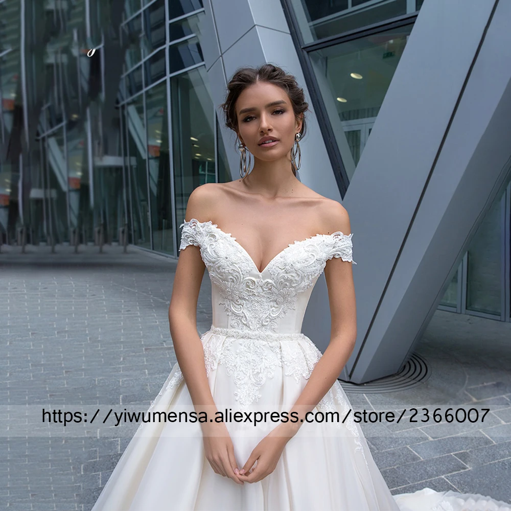 Свадебное платье в стиле бохо с открытыми плечами и v-образным вырезом, Robe De Mariee, кружевное платье невесты, большие размеры, белые свадебные платья, Brautkleid