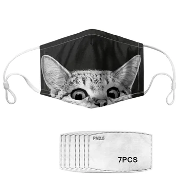 

Kawaii Cat Art Design Face Mask for Women Men Cute Meow Unisex Reusable PM2.5 Prevent Anti-dust Facial Cover Mouth Masks Filters