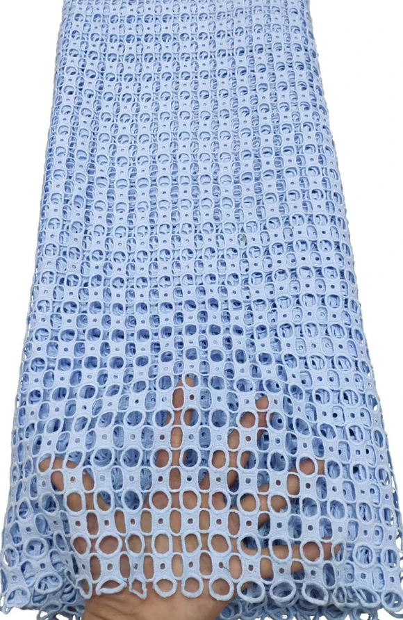Нигерийская синяя кружевная ткань, молочный шелк, водорастворимое платье, кружево, высокое качество, африканская гипюровая кружевная ткань HTB88