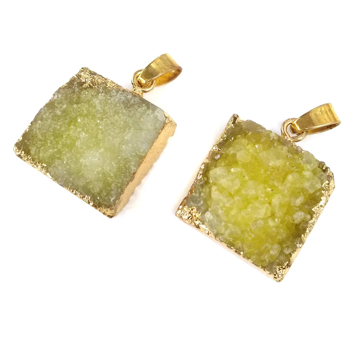 

Natural Stone Pendant Square Shaped Yellow Crystal Cluster Charms For Jewelry Making DIY Bracelet Necklace Earring Accessories