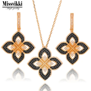 

missvikki Luxury Romantic Sweet Lucky Clover Pendant Necklace Jewelry for Women Girl Bridal Wedding Shiny AAA CZ 2020
