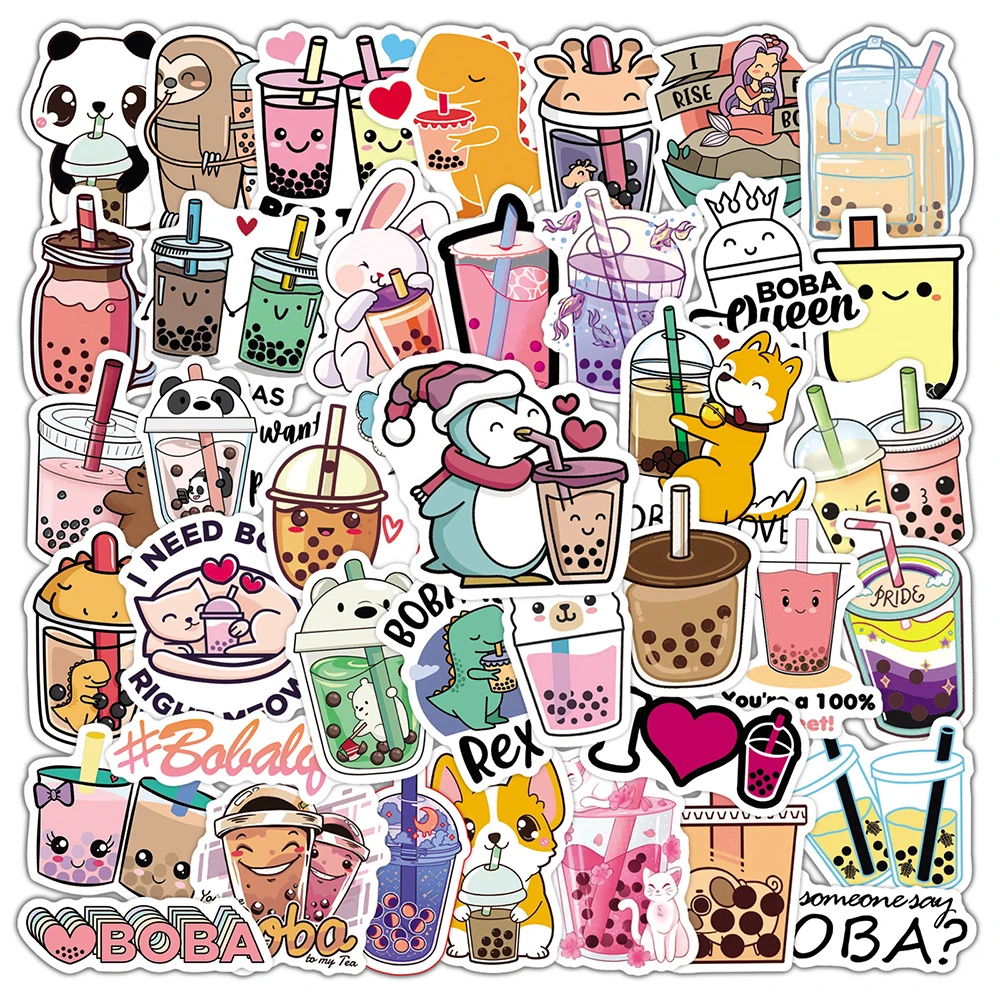 50PCS Cute Drink Anime Stickers Aesthetic Kawaii Laptop Guitar Luggage Fridge Phone Graffiti Sticker Decal Kid Classic Toys