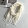 Écharpe en lin de couleur unie pour femmes, turban hijab