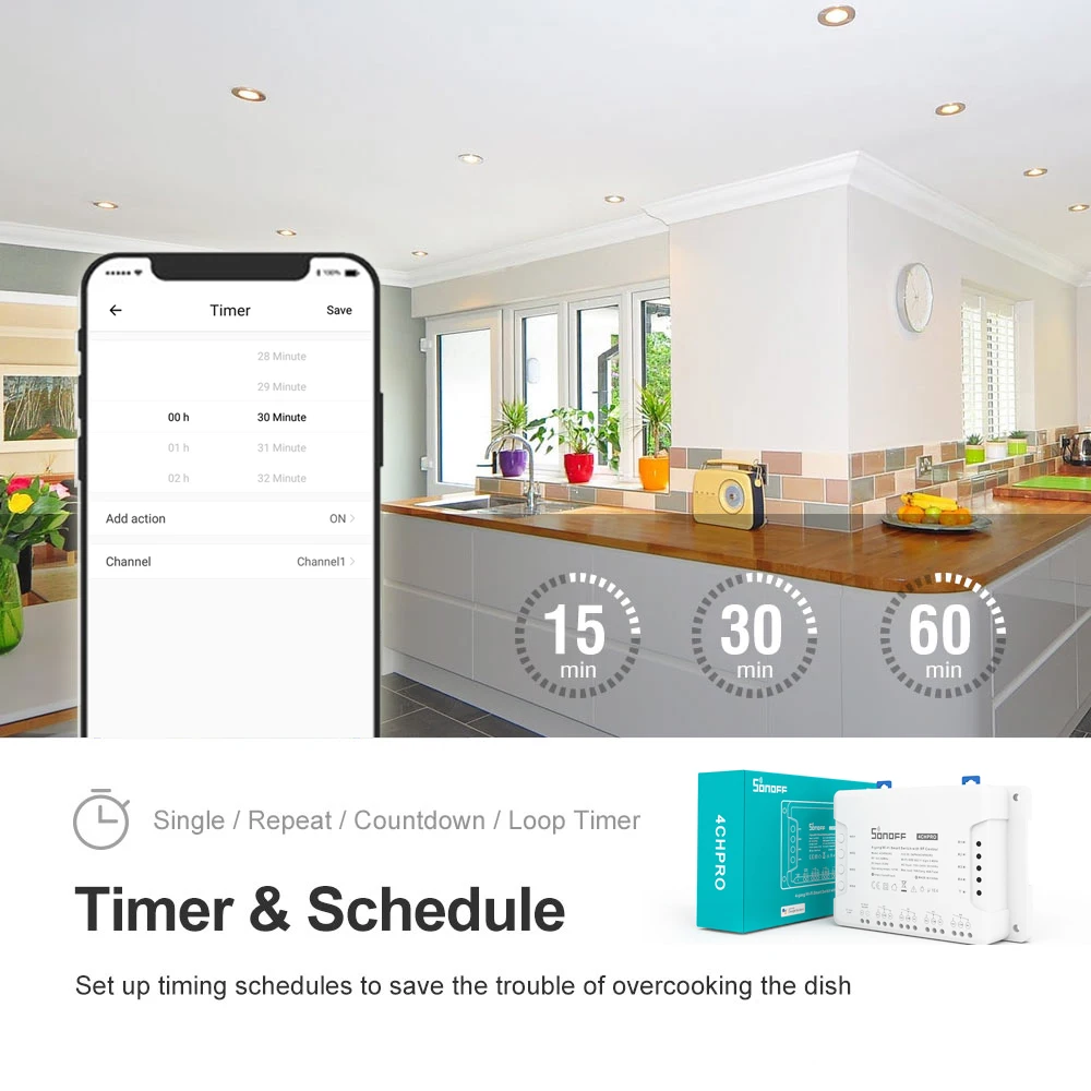 Реле Sonoff 4CH Pro R2 / R3 умный модуль переключения Wi Fi 4 канальный управление через
